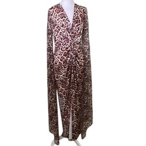 New without Tag VENUS  Leopard Animal Print Party Cocktail Wrap Maxi Dress sz M